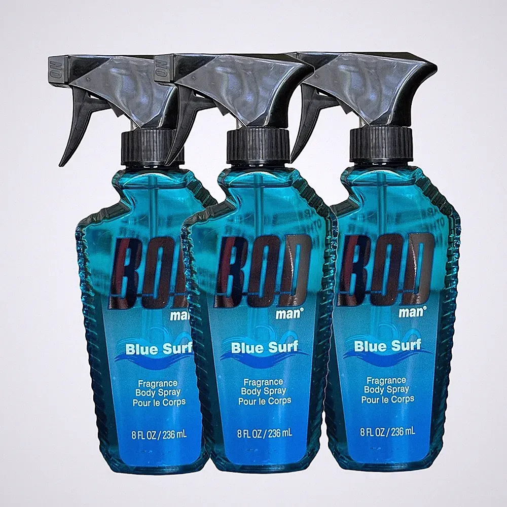 BOD Man Fragrance Body Spray, Blue Surf, 8 fl oz Each (3 Pack)